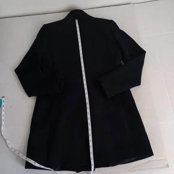 Mango Wool Blend Double Breasted Mid-Thigh Suit Coat Navy Blue Women’s XXS EUC - Picture 12 of 16